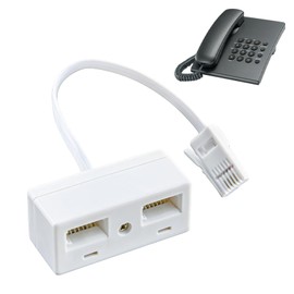 Telephone Rj11 Double Adapter, Rj11 One Male Plug to 2 Female, Bt Telephone Splitters, White One Bt Plug to Two Bt Sockets Splitter for Fax, Landline, Telephone Equipment, Modem