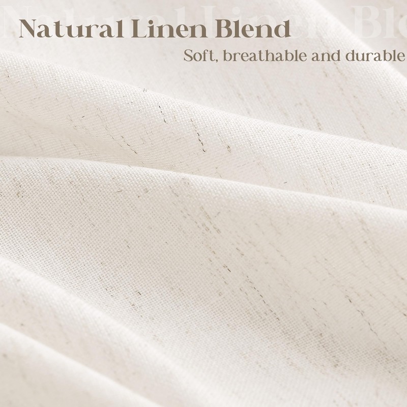 Cream 96 Inch Shower Curtain Linen Extra Long Shower Curtains