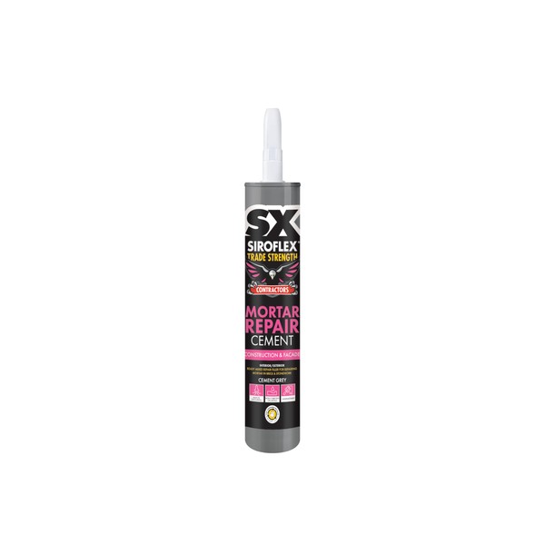 Siroflex SX Trade Strength Mortar Repair Cement Ready to Use Ideal Quality Joint repair Filler. Specifically Developed to Repair Damaged Masonry Joints Quickly, Size 300 ml, Colour Cement Grey