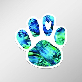 Paw Print Heart Love Abstract Decal Sticker 4-Pack | 3.75-Inches by 3.75-Inches | Premium Quality Vinyl | UV Resistant Laminate PD1030