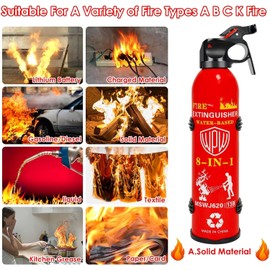 WPW Upgraded 8-in-1 Fire Extinguisher for Home with Wall Mount 620ml Portable Fire Extinguisher For Vehicle Car Boat House Kitchen Emergency Supplies, Water-Based Solution For A, B, C, K Fire (2 Pack)