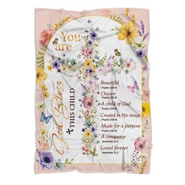 MUCHNEE Baptism Gift for Baby Girls, Baptism Baby Blankets 40"x30", Christian Gift, Godchild Baptism Baby Throw Blanket, New Parents Gifts, Newborn Girl Christening Godchild Gift, Baby Swaddle Blanket