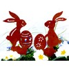 Set of 2 Garden Stakes Rabbit Pair Easter Bunny Rust