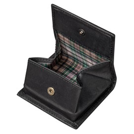 Benthill Leather Coin Purse - Viennese Box Made of Genuine Leather - Mini Wallet with Coin Chute - Slim Wallet - Leather Mini Wallet - Coin Purse, black, coin purse