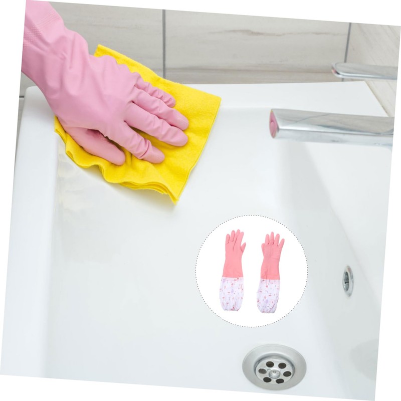 Healvian 2 Pair Dishwashing Gloves with Plush Lining Skid Rubber