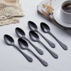 Black Dessert Spoon Set, Seeshine 6.5-inch Stainless Steel Shiny Black