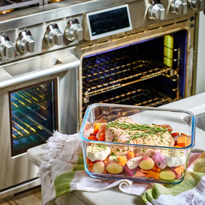 Extra Large Oven Safe Glass Food Storage Container with Airtight