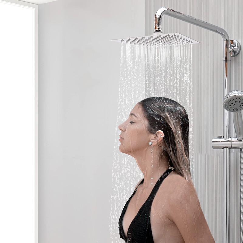 LIVOREST Square Rainfall Shower Head - 8 inch Large, Overhead