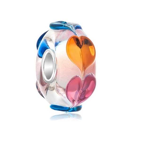 Glass Charms Vine Flower 925 Sterling Silver Core - Fits