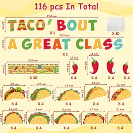 AsodSway Taco Nights Bulletin Board Cutouts 116P Mexican Taco Bout A Great Class Cutouts Classroom Decoration Trim Border Back to School Motivate Student to Study Hard Classroom Party Favors Supplies