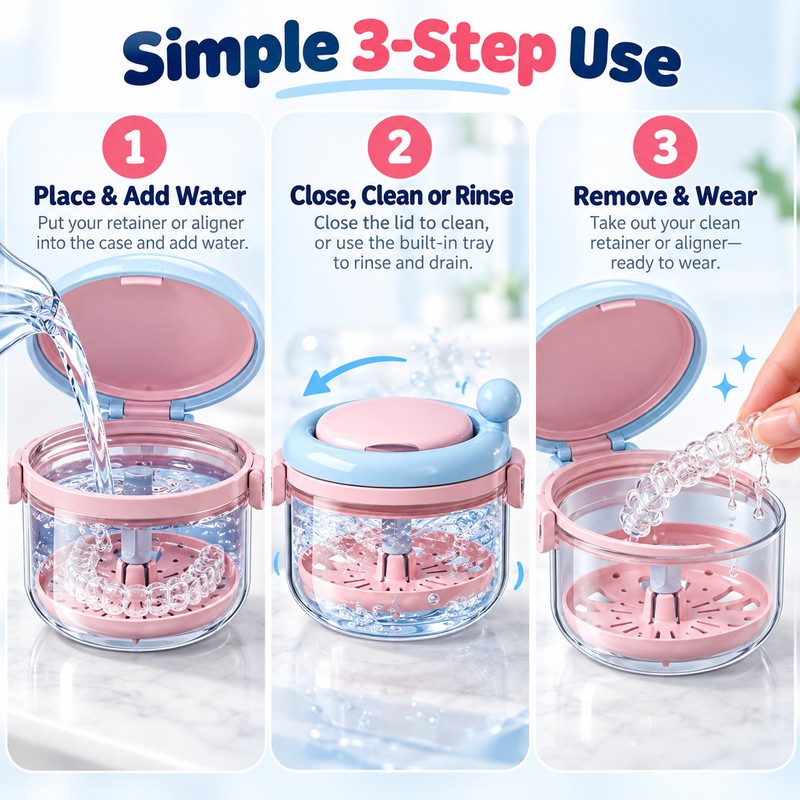 Rotating Retainer Case for Oral Appliance Storage – Drainable Ventilated
