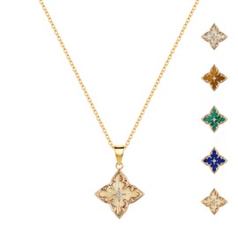 Clover Necklace, Four Leaf Clover Necklace for Women - 14K Gold Plated with Cubic Zirconia | Adjustable 16"-18" Chain | ValentinesDay Gifts for Her, Stocking Stuffers, Birthday Gifts for Women (Gold)