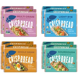 Crispbread Crackers Variety Pack – Multi Grain, Whole Grain, Rye Lite & Sourdough – Healthy Low Fat High Fiber Snack – 9.2 oz Boxes, 8 Pack