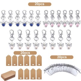 starfa lab Angel Keychain 20 PCS Angel Wing Pendant Keychain Thank You Souvenir Wedding Gifts Gift, with 20 PCS Organza Bags and 20 PCS Thank You Tags, for Baby Shower Birthday Wedding Party Favor