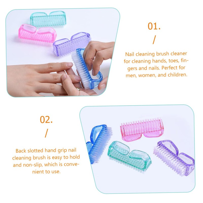BIUDECO 4Pcs Fingernail Cleaning Brush with Handle Grip Home Nail