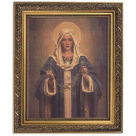 Christian Brands Inspirational Framed Print Our Lady of The Rosary, 11Wx135H, Brown
