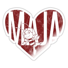 Spreadshirt Maya the Bee Red Heart Sticker, 10 x 10 cm, Glossy White