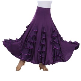 CISMRAK Ballroom Dancing waltz Dance Salsa Tango Swing Skirt For Women, Purple, One Size
