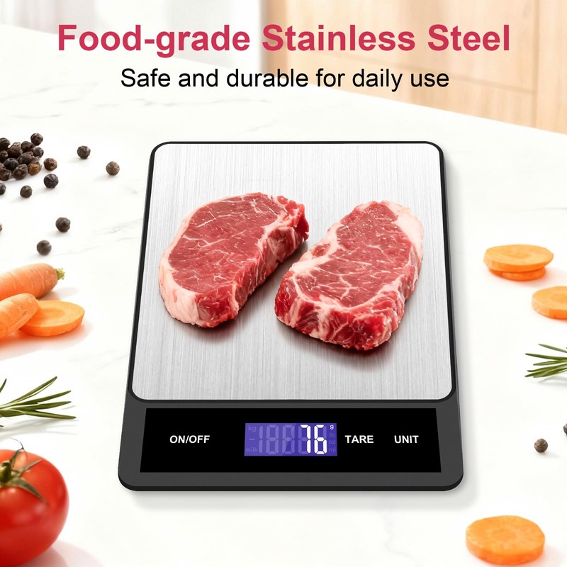 Alyvisun Digital Kitchen Scales, 5kg-1g Electronic Cooking Scales with 6