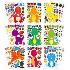 27 Pieces Make Your Own Dinosaur Stickers Make A Face Stickers for Kids Toddlers with Dinosaur System DIY Craft Stickers Kids Party Favor Supplies Crafts