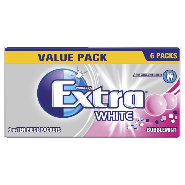 Extra White Bubblemint, 6 x 12g