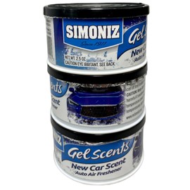 Simoniz - Gel Air Freshener 3 Pack 2.5 Ounces each - Auto Air Freshener, Eliminates Bad Scents & Odors - Home, Pets, Bathroom, Kitchen, Living Room, Car - Absorbent, Long Lasting Fragrance (New Car)