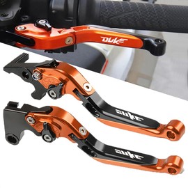 FREAXLL Duke 125 390 Brake Clutch Levers Set Foldable Extendable CNC Aluminium for Duke 125 390 200 250 2011-2015 2017 2018 2019 2020 (Orange/Black)