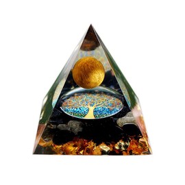 Positive Spiritual Pyramid, Amethyst Chakra Crystals Ornament, Reiki Healing Crystal Ball Pyramid Chakra Crystal Pyramid Obsidian Ornament for Home Decoration Meditation 60 mm