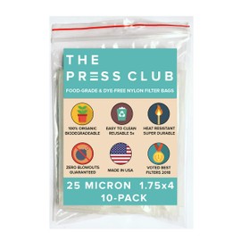 25 Micron | Premium Nylon Tea Filter Press Screen Bags | 1.75" x 4" | 10 Pack | Zero Blowout Guarantee | All Micron & Sizes Available