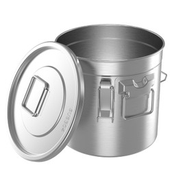 Pojaikob 304 Stainless Steel Airtight Canister with Lids, 5.5Gal Canisters Container with Lids and Sturdy Locking Clamp,Bucket Food Storage Containers Airtight for Rice, Pet Food, Grain, Coffee Bean
