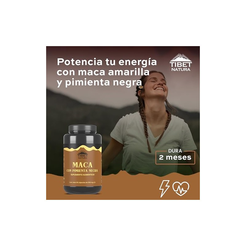 Maca Amarilla Con Pimienta Negra - 90 Cápsulas 500 mg
