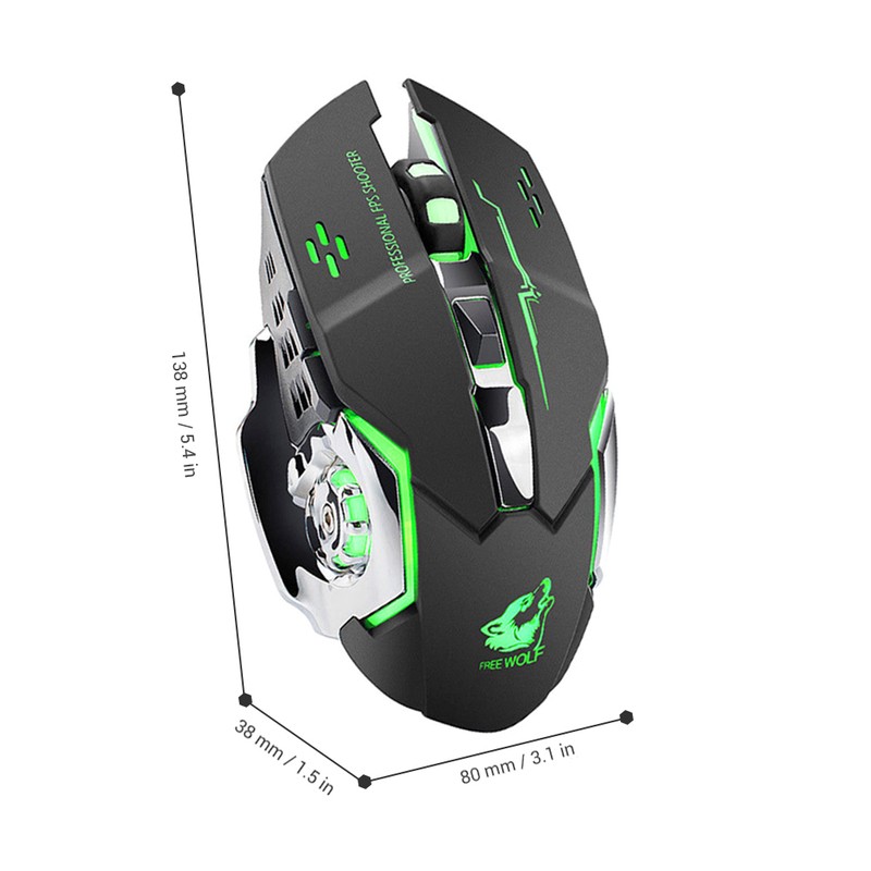 Rechargeable X8 Wireless Game Mouse Silent LED Backlit USB 1800DPI
