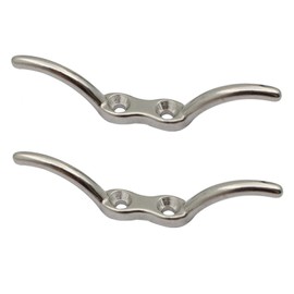 Pack of 2 Stainless Steel Boat Cleat, Mooring Lamp, Flagpole Clamp, Rope Clamp Hook, for Repairs Flagpoles, Poles on Ships, Blinds, Tarpaulins (Silver)