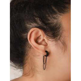 Sacina Black Chain Earrings, Huggie Hoop Earrings, Black Earrings, Gothic Earrings, Grunge Earrings, Punk Earrings, Christmas Jewelry Gifts for Women