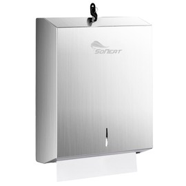 SoNeat Paper Towel Dispenser, Holds 500 Sheets of Multifold, C-Fold, Trifold Paper Towels, Wall Mount Stainless Steel Paper Towel Holder for Home, Kitchen and Commercial Restrooms, 2 Packs