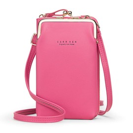 Womens Small Crossbody Bag Cellphone Purse Wallet Card Clutch Travel Pocket, Hot Pink, Small