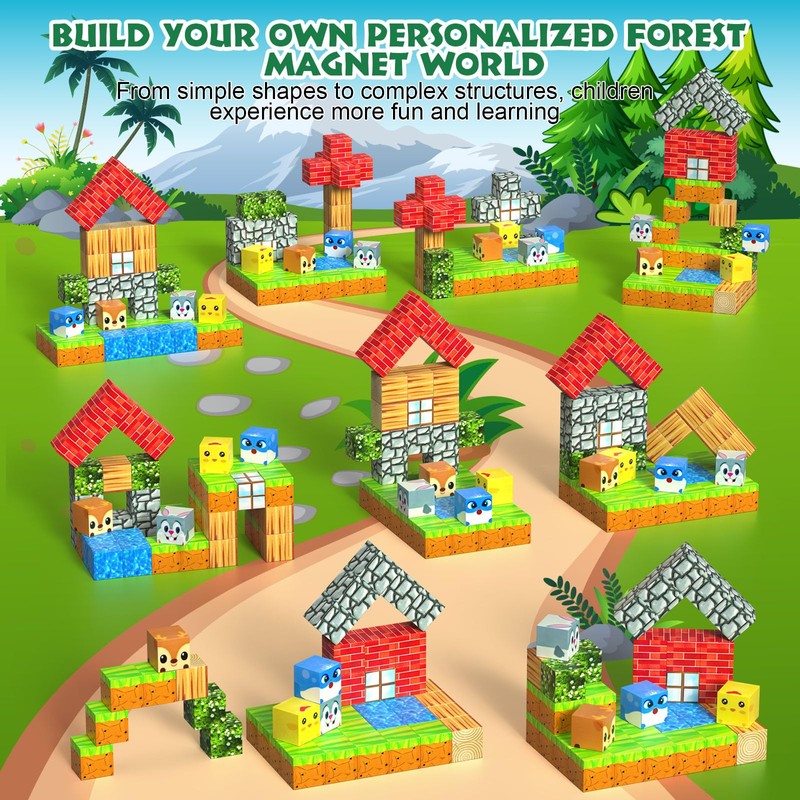 Beedove Bloques Magnéticos Juguetes Construccion, 48 Piezas Juguetes Imán de