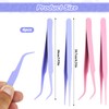 Tweezers for Crafting, 4 Pcs Stainless Steel Sticker Tweezers Kit
