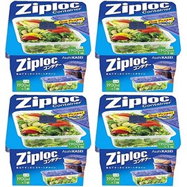 Ziploc Container Storage Container, Rectangular, 60.9 fl oz (1,900 ml), 1 Pack x 4 Packs