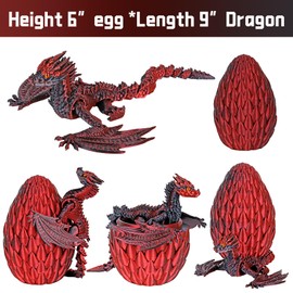 Jefuzh 3D Printed Dragon,Flying Mystery Dragon Eggs Easter Articulated Dragon,3D Printed Crystal Dragon with Wings,3D Dragon Eggs with Dragon Inside,Adults Fidget Toys for Autism ADHD