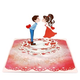 CUTPOPUP Cute Kiss Couple, Valentines Day Card Pop Up, Anniversary Card, 3D Popup Greeting Love Card (Cute Couple)