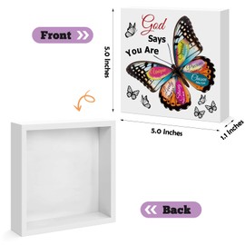 Christian Gifts for Women Birthday Christmas Butterfly Inspirational Gifts for Friends Family Coworker Religious Spiritual Gifts for Her Christian Wooden Sign for Home Office Shelf Desk Decor