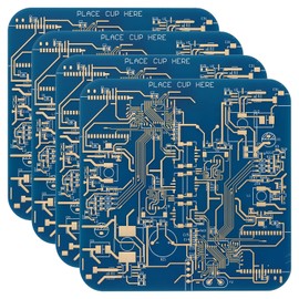 PATIKIL 4pcs Coasters, PCB Coasters Circuit Board Coasters FR-4 Drink Bar Coasters for Drinks Coffee Table Bar Gifts Boy-Friend Men, Blue