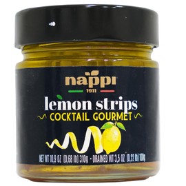Nappi 1911, Lemon Twist, Candied Lemon Peel Strips in Syrup, 10.9 oz, Popular Cocktail Garnish for Margarita, Martini, Negroni, Lemon Drop, Old Fashioned Drinks, Mocktails, Lemon Peel for Baking, Mocktails,