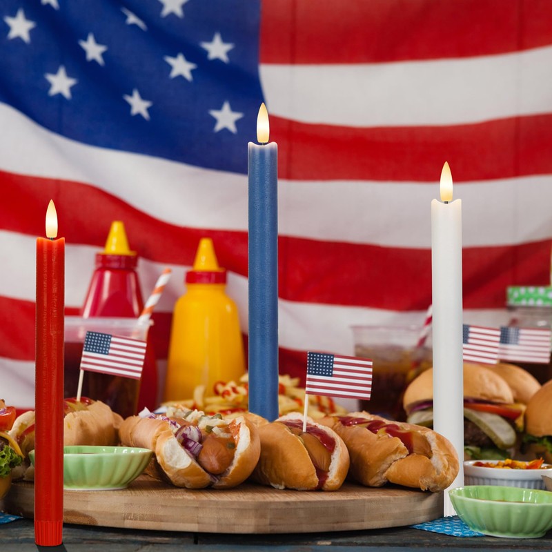 Patriotic Flameless Candles with Remote and Timer, Real Wax Red