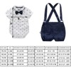 Baby Boys Gentleman Outfits Suits, Infant Short Sleeve Onesies+Bib Pants+Bow
