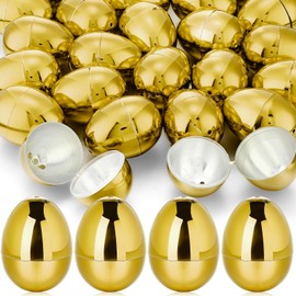 ywmigl 24 Pcs Fillable Easter Eggs 2.36 Inch Easter Eggs with Hinge Plastic Empty Eggs for Easter Egg Hunt Basket Stuffers Easter Theme Decorations (Gold)