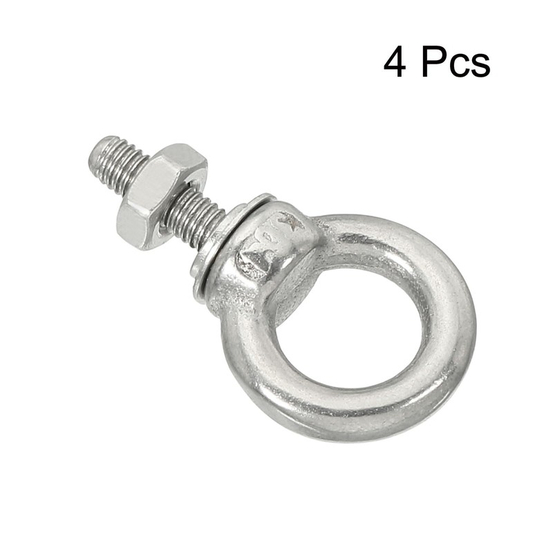 sourcing map M3 1/8"x0.35" Stainless Steel Eye Bolts Threaded Screw