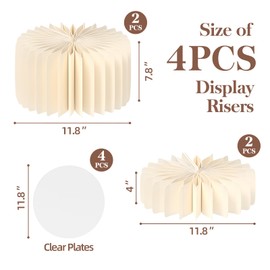 VANITURE 4 PCS Buffet Risers, Foldable Food Risers for Buffet Table, Cylinder Display Stands for Party, White Cake Cupcake Stands for Food Display, Catering Supplies