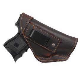 Barsony - Brown Leather IWB Holster + Magazine Pouch Compatible with Glock 19 23 26 27 28 Right